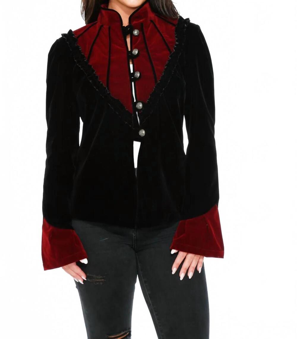 NEW ORCHID BLOOM gothic velvet jacket in black /red